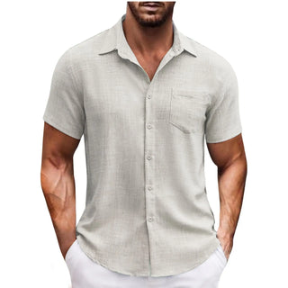 Men's Lapel Pocket Short Sleeve Casual Shirt Phosgene