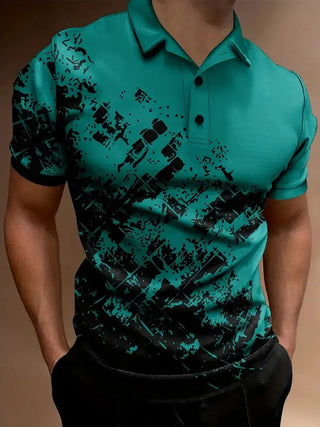 Men's Print Breathable Fashion Polo Shirt Top Phosgene