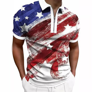 Men's Print Breathable Fashion Polo Shirt Top Phosgene