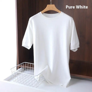 Men's Round Neck Pullover Thin Knitwear Short Sleeve Top Phosgene