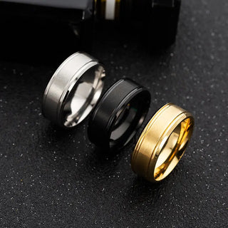 Mens Wedding Rings Black Sliver Gold Pure 8MM Rings Phosgene