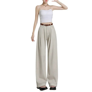 New High Waist Belly Contracting Versatile Breathable Draping Lengthened Wide Leg Pants Phosgene