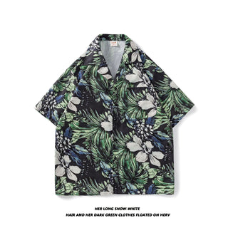 Men's And Women's Retro Hong Kong Style Beach Printed Shirt Phosgene