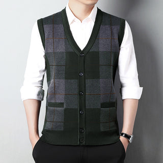 Men's Casual Loose Chicken Core Collar Knitted Vest Phosgene