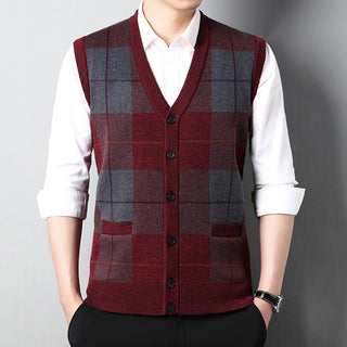 Men's Casual Loose Chicken Core Collar Knitted Vest Phosgene