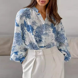 Vintage Floral Long Sleeve Shirt Women's Fashion Phosgene