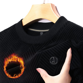 Men's Fleece-lined Thick Round Neck Thermal Bottoming Shirt Phosgene