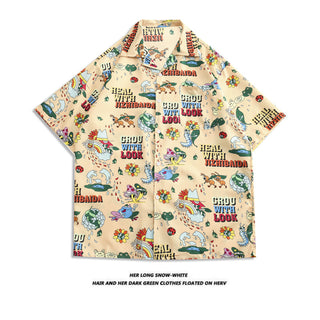 Men's And Women's Retro Hong Kong Style Beach Printed Shirt Phosgene