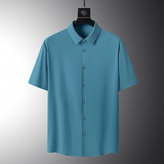 High-grade Ice Silk Short Sleeve Shirt Men's High-grade Stretch Phosgene