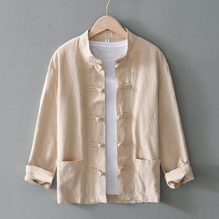 Linen Tang Suit Men's Youth Jacket Tea Suit Chinese Casual Jacket Phosgene