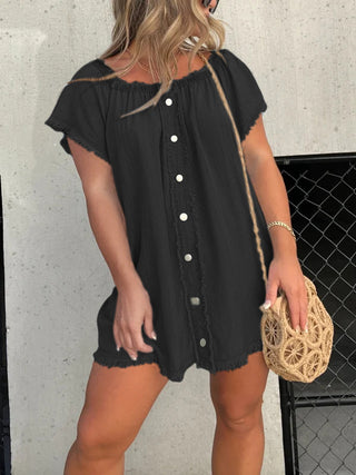 Women's Denim Off-shoulder Tassel Dress Phosgene