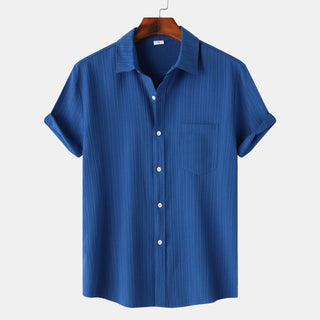 Men's Solid Color Polo Collar Short Sleeve Shirt Phosgene