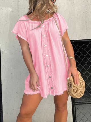 Women's Denim Off-shoulder Tassel Dress Phosgene