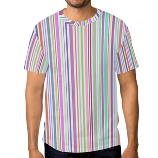 Men's 3D Printed Striped Color-block Crew Neck Short Sleeve Phosgene