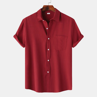 Men's Solid Color Polo Collar Short Sleeve Shirt Phosgene