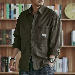 Men's Long Sleeve Leisure Cargo Coat Shirt Phosgene