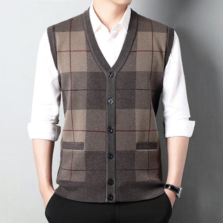 Men's Casual Loose Chicken Core Collar Knitted Vest Phosgene