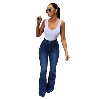 Women's Stretch High Waist Denim Pants Micro-pull Horseshoe Pants Phosgene