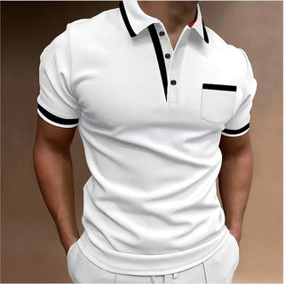 Men's Casual Square Collar Double Buckle Printed Short Sleeve Phosgene