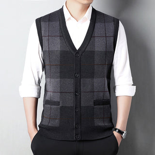 Men's Casual Loose Chicken Core Collar Knitted Vest Phosgene