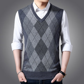 Factory Direct Sales Winter Wool Knitted Vest Middle-aged And Elderly Men's Thickened Sweater Phosgene