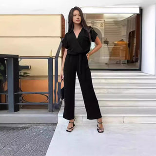 Women's V-neck Pocket Jumpsuit Phosgene