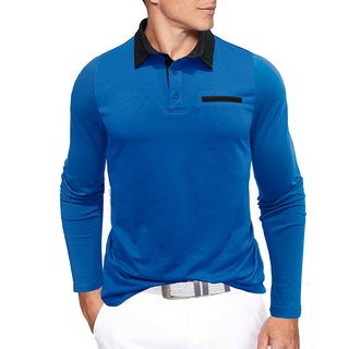 European And American Autumn And Winter Men's Cotton Contrast Color Lapels Long-sleeved Bottoming Polo Shirt Phosgene