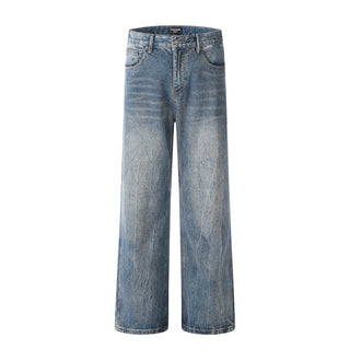 Washed Wide-leg Jeans Men's Loose Phosgene