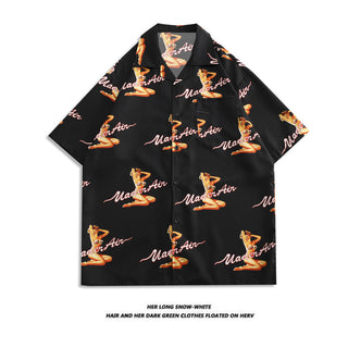 Men's And Women's Retro Hong Kong Style Beach Printed Shirt Phosgene