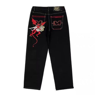 Devil And Beauty Jeans Men's Casual Loose Straight Trousers Phosgene