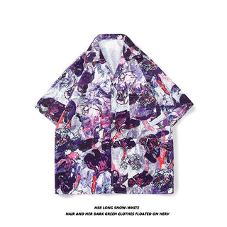 Men's And Women's Retro Hong Kong Style Beach Printed Shirt Phosgene