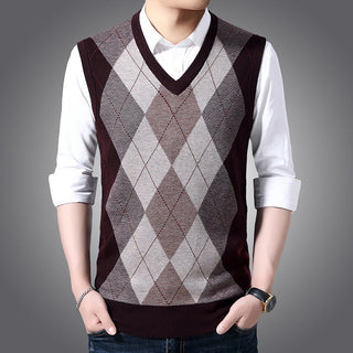 Factory Direct Sales Winter Wool Knitted Vest Middle-aged And Elderly Men's Thickened Sweater Phosgene