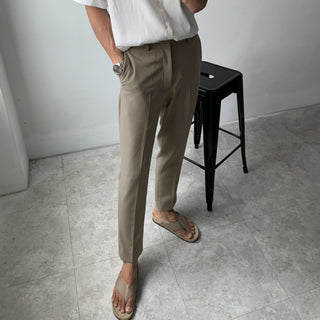 Pants Men's Korean-style Trendy Slim Fit Youth Fashion Business Casual Pants Drape Elastic Ankle-length Pants Phosgene