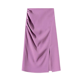 One-Step Skirt Hip Skirt Slimming Mid-length Skirt High Slit Phosgene