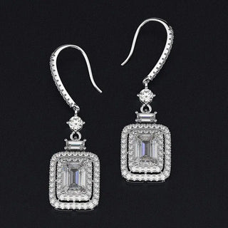 Platinum Princess Square Diamond Zircon Ear Hook Phosgene