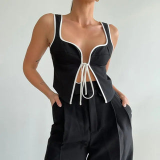 Pure Black Elegant Shoulder Strap Vest Design Beautiful Back Phosgene