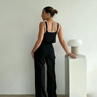 Pure Black Elegant Shoulder Strap Vest Design Beautiful Back Phosgene