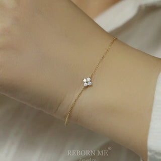 S925 Sterling Silver Diamond Four-leaf Clover Bracelet Phosgene