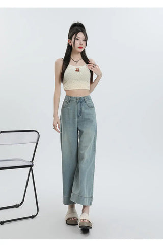 Straight Pear Shapes Ice Silk Wide-leg Pants Phosgene