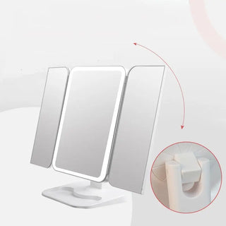 Trifold Makeup Mirror With Light 68 LED Vanity Mirrors 10X Magnifying 180Rotation Phosgene