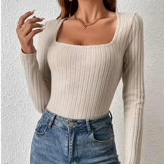 V-neck Long Sleeve Sunken Stripe One-piece Autumn And Winter Women Phosgene