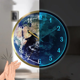 Voice-activated Induction LED Night Light Wall Clock Creative Luminous Wall Clock Phosgene