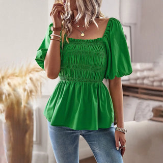 Waist Slimming French Square Collar Top Phosgene