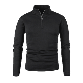 Winter Men's Sweater Placket Zipper Design Solid Color Phosgene