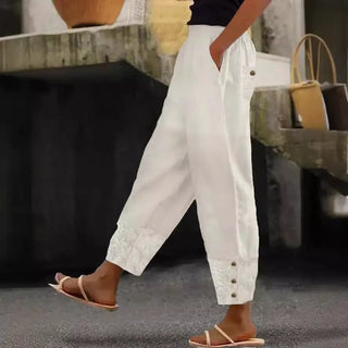 Women's Cropped Pants Casual Loose All-matching Elastic Waistband Trousers Phosgene