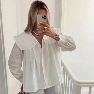 Women's Doll Collar Long-sleeved Casual Shirt Phosgene