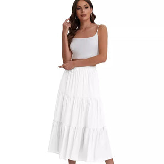 Women's Elastic High Waist Long Skirt Drawstring A- Line Phosgene