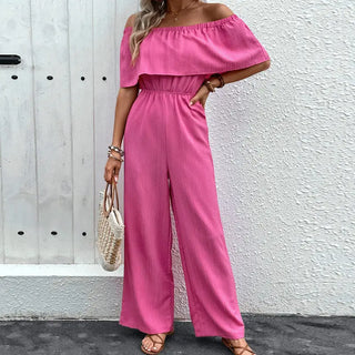 Women's Fashion Off-shoulder Solid Color Jumpsuit Phosgene