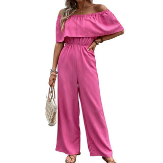 Women's Fashion Off-shoulder Solid Color Jumpsuit Phosgene