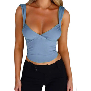 Women's Fashion Suspenders Top V-neck Backless T-shirt Vest Phosgene